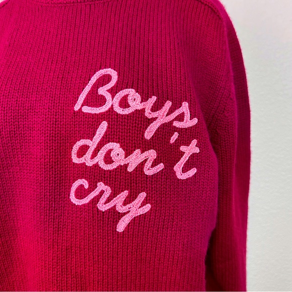 NWT Sandrine Rose Wool Cashmere Boys Don’t Cry Embroidered Sweater Wine Red‎ Sm - Picture 3 of 12